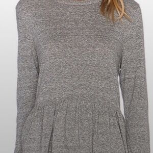 THE GREAT. • Long Sleeve Ruffle Peplum Top Size 2